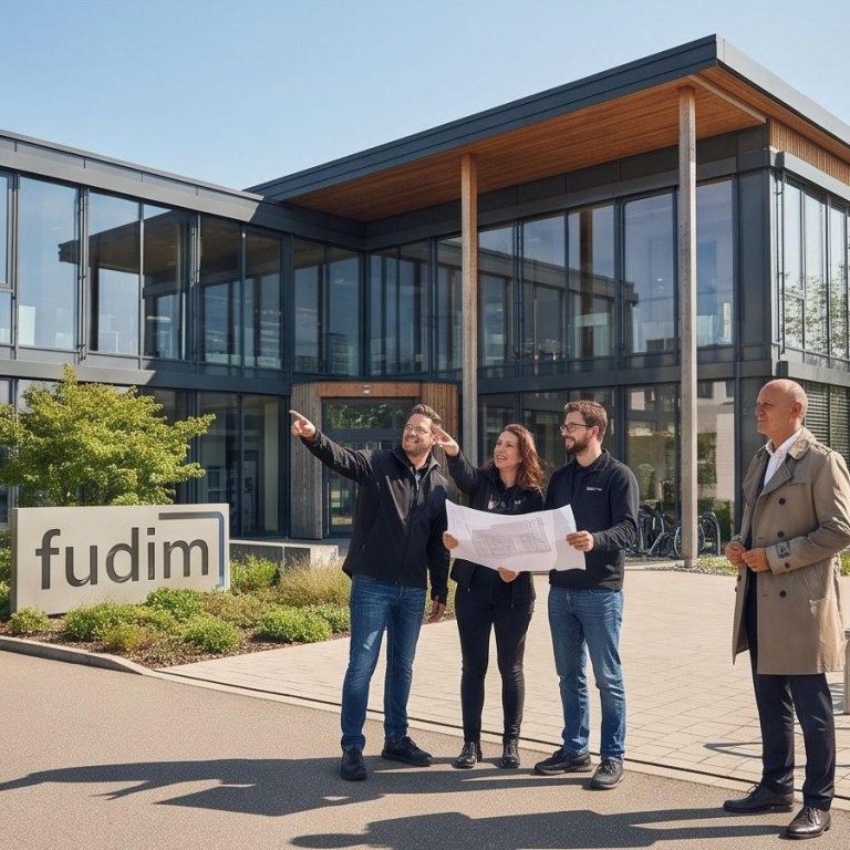 Papier mit der Aufschrift "Marketingstrategie", umgeben von Bürobedarf und einer Pflanze.